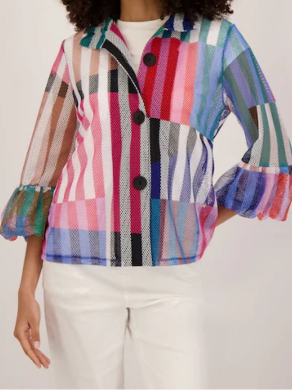 Dame Striped Mesh Jacket/Top Multi-Color  Women’s Size Medium